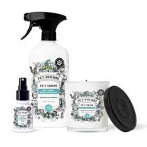 Pacote de purificador de odores para animais de estimação Poo-Pourri, spray de 472 ml e vela de 212 g Pacote de purificador de odores para animais de estimação Poo-Pourri, spray de 472 ml e vela de 212 g