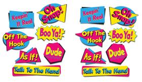 Pacote de recortes Beistle 90's Phrase 14 peças de 22 cm a 50 cm EUA