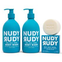 Pacote de sabonete líquido e sabonete em barra Nudy Rudy Sea Salt Suds 500mL