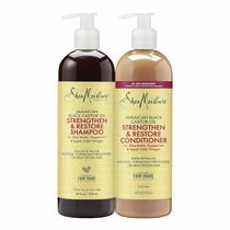 Pacote de shampoo e condicionador SheaMoisture Strengthen & Restore com óleo de rícino preto jamaicano 700 ml