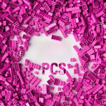 Pacote de sortimento a granel Building Bricks, 300 unidades rosa com acessórios