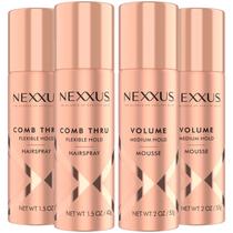 Pacote de spray para cabelo e mousse Hair Care Nexxus Travel, pacote com 4