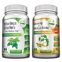 Pacote de suplementos GreenATR Ginkgo Biloba, Panax Ginseng Pacote de suplementos GreenATR Ginkgo Biloba, Panax Ginseng