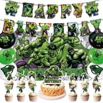 Pacote de suprimentos para festas: Hulks Birthday, 42 unidades com banner e chapéu Pacote de suprimentos para festas: Hulks Birthday, 42 unidades com banner e chapéu