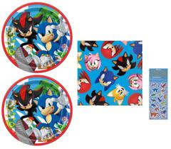Pacote de suprimentos para festas Sonic Birthday com 16 pratos e 16 guardanapos Pacote de suprimentos para festas Sonic Birthday com 16 pratos e 16 guardanapos