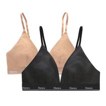 Pacote de sutiãs femininos Hanes Originals Triangle Cotton, pacote com 2 unidades