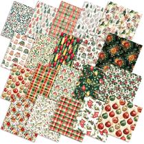 Pacote de tecido FuWeave Vintage Woodland Christmas 25x25cm 60 unidades