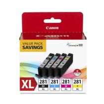 Pacote de tinta Canon CLI-281 XL preto, ciano, magenta e amarelo Pacote de tinta Canon CLI-281 XL preto, ciano, magenta e amarelo