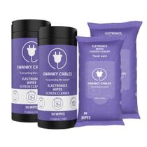 Pacote de toalhetes de limpeza de tela Swanky Cables, 2 vasilhas e 2 macios Pacote de toalhetes de limpeza de tela Swanky Cables, 2 vasilhas e 2 macios