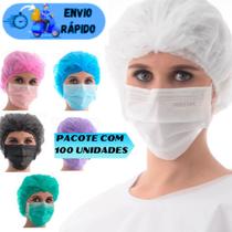 Pacote de touca descartavel tnt cores variadas c/100 unidades cozinha hospital alimentos