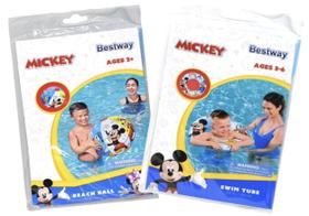 Pacote de tubo de natação e bola de praia Bestway Disney Mickey 56cm Pacote de tubo de natação e bola de praia Bestway Disney Mickey 56cm