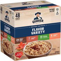 Pacote de variedades de 4 sabores de aveia instantânea Quaker, 48 pacotes