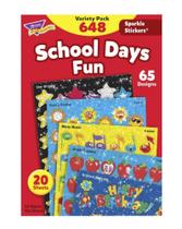Pacote de variedades de adesivos Trend Enterprises School Days Sparkle Pacote de variedades de adesivos Trend Enterprises School Days Sparkle