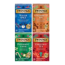 Pacote de variedades de Natal Tea Twinings, 20 saquinhos x 4, desfrute de água quente ou gelada