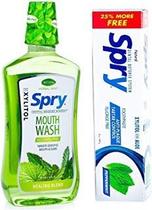 Pacote de xilitol sem álcool para enxaguante bucal e creme dental Spry Pacote de xilitol sem álcool para enxaguante bucal e creme dental Spry