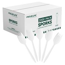 Pacote descartável Sporks FOCUSLINE 2000 em plástico branco