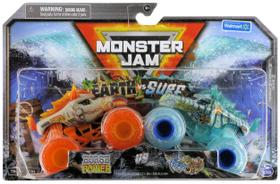 Pacote duplo Toy Truck Monster Jam Earth vs Surf em escala 1:64
