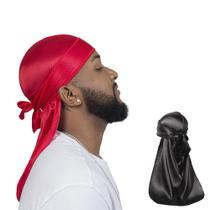 Pacote Durag ForceWave Silky Satin Deluxe de 2 peças (preto e vermelho)