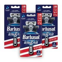 Pacote econômico de barbear descartável Barbasol Ultra 6 Plus Premium (3 pacotes/9 lâminas de barbear no total)