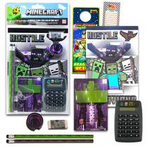 Pacote econômico de material escolar Minecraft 7 PC Kids com notebook