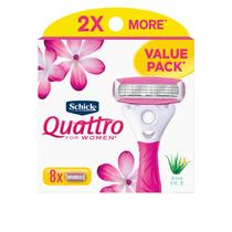 Pacote Econômico Schick Quattro Feminino - 8 Unidades com Recargas