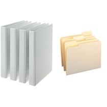 Pacote: fichário de 3 anéis, 1 polegada, branco, pacote com 4, mais de 100 pastas de arquivos