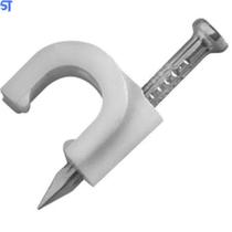 Pacote Fixa Fio Coaxial 7 Branco Com Prego 2,5X25 20 Peças