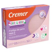 Pacote Fralda Pinte E Borde Rosa Algodão 5 Unidades Cremer