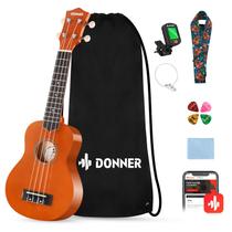 Pacote inicial Ukulele Donner Soprano de 21 polegadas para iniciantes, laranja