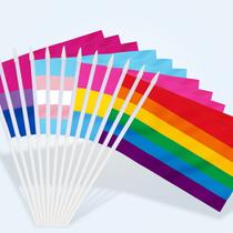 Pacote Mini Flag Anley LGBT de 12, 5x8 cm com poste sólido e ponta de lança