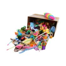 Pacote Misto De Brinquedos Para Gatos 56 Peças Brinquedos De Plástico E Pelúcia Para Múltiplos Gatos