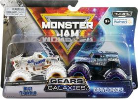 Pacote Monster Jam com 2 Carros: Blue Thunder vs. Grave Digger