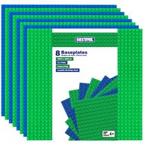 Pacote múltiplo de placas de base Building Bricks Bestoyz, pacote com 8, azul e verde