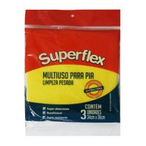 Pacote Pano Multiuso Limpeza Pesada Superflex - 34cm X 36cm - 03 Folhas - Amarelo