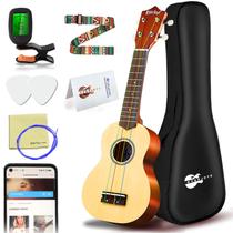 Pacote para iniciantes Ukulele Everjoys Soprano de 21 polegadas com cordas arco-íris