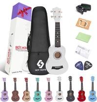 Pacote para iniciantes Ukulele NOT HOME Soprano de 21 polegadas Basswood branco