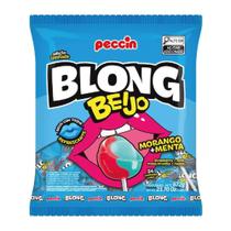 Pacote Pirulito Blong Beijo Com Recheio de Chicle Sabor Morango + Menta 672g - Peccin
