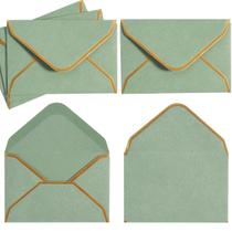 Pacote Toperd com 200 minienvelopes verde-sálvia, 10x7 cm, dourados