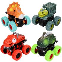 Pacote Toy Monster Truck Beestech Dinosaur Push & Go com 4 unidades