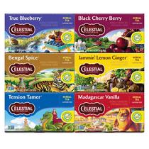 Pacote variado de chá de ervas Celestial Seasonings, 6 unidades sem cafeína