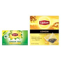 Pacote variado de chá Tea Lipton, limão, verde e preto, 20 CT
