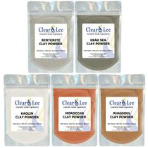 Pacote variado de pós de argila de grau cosmético ClearLee, pacote com 5 Pacote variado de pós de argila de grau cosmético ClearLee, pacote com 5