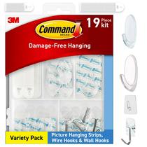 Pacote variado Hanging Strips Command Clear com ganchos, 19 itens