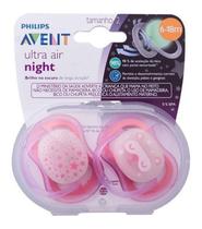 Pacote X2 Chupete Avent Ultra Air Nightt 0-6m Rosado e roxo