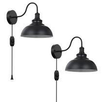 Pacotes de 2 conjuntos de arandelas de parede Merlight Black Gooseneck Industrial