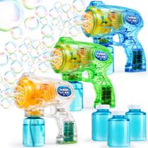 Pacotes de 3 Bubble Guns JOYIN com 3 soluções de bolhas para crianças Pacotes de 3 Bubble Guns JOYIN com 3 soluções de bolhas para crianças