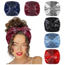 Pacotes de 6 bandanas Huachi para mulheres, 18 cm, estampadas extra largas