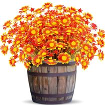 Pacotes de 8 pacotes de flores artificiais de outono Fake Mums TURNMEON (laranja) Pacotes de 8 pacotes de flores artificiais de outono Fake Mums TURNMEON (laranja)