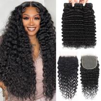 Pacotes de cabelo AARRXX Deep Wave 20 cm 22 cm 24 cm com fecho de 45 cm