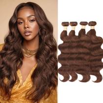 Pacotes de cabelo ALLRUN Body Wave Brown 12A Brazilian 4 18-22 polegadas